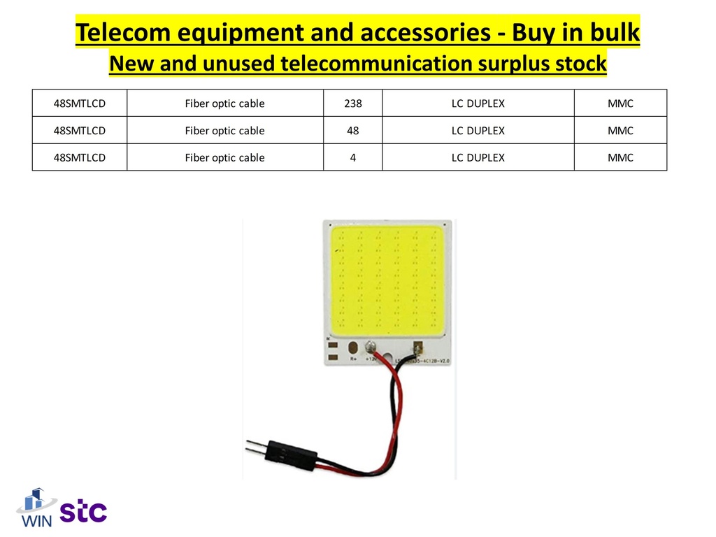 Buy in bulk quantities new and unused telecommunications surplus stock, equipment, and accessories.