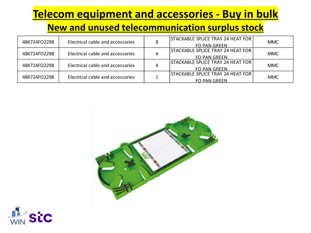 Buy in bulk quantities new and unused telecommunications surplus stock, equipment, and accessories.