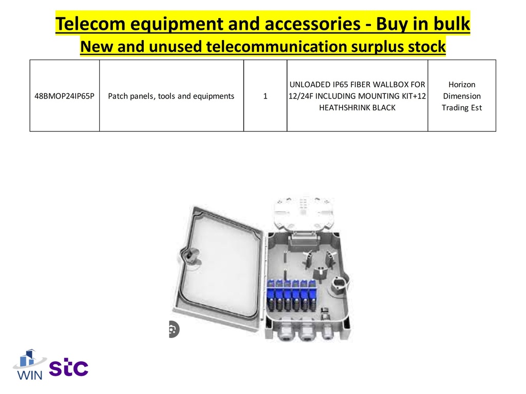 Buy in bulk quantities new and unused telecommunications surplus stock, equipment, and accessories.
