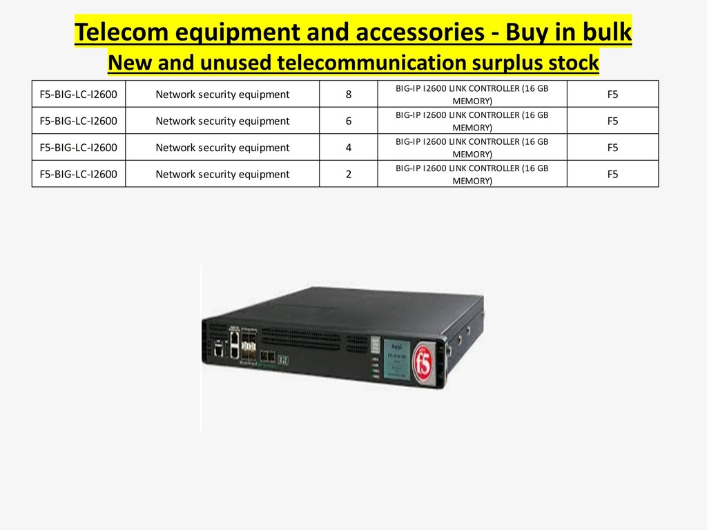 Buy in bulk quantities new and unused telecommunications surplus stock, equipment, and accessories.