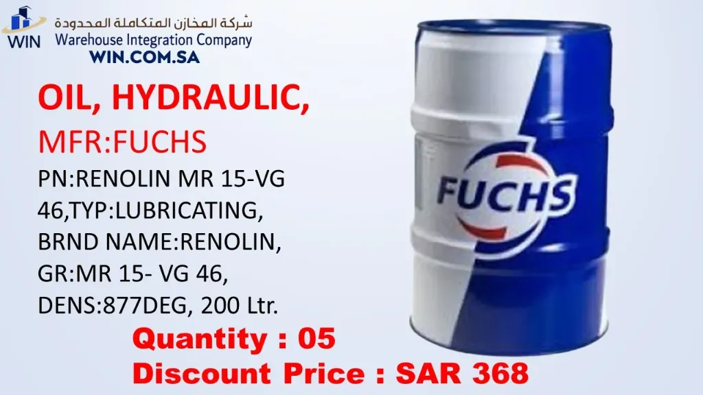 OIL, HYDRAULIC,MFR:FUCHS PN:RENOLIN MR 15-VG